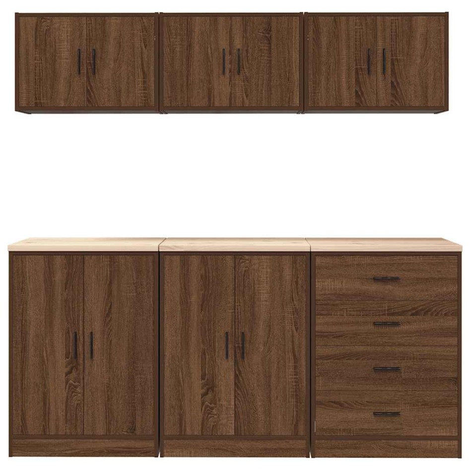 Garage Cabinets 6 pcs Brown Oak Engineered