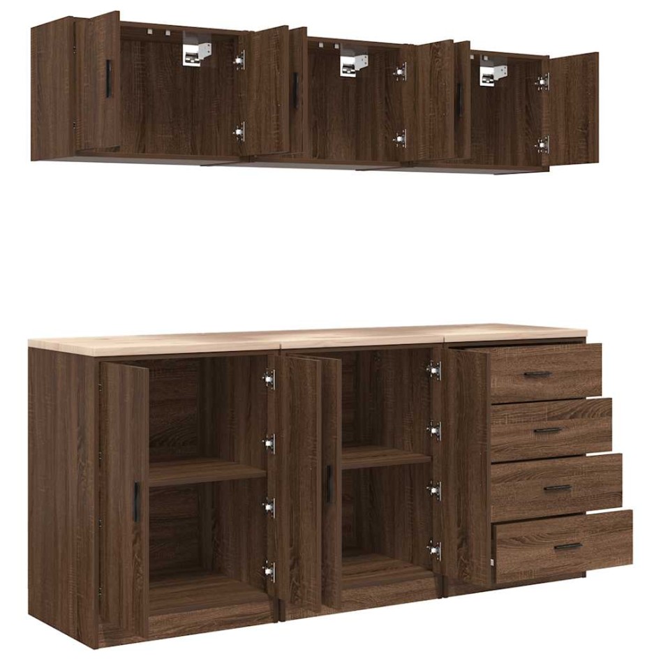 Garage Cabinets 6 pcs Brown Oak Engineered