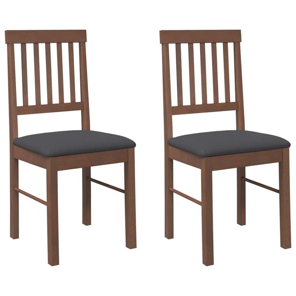 Sillas de comedor con cojines 2 uds madera maciza marrón