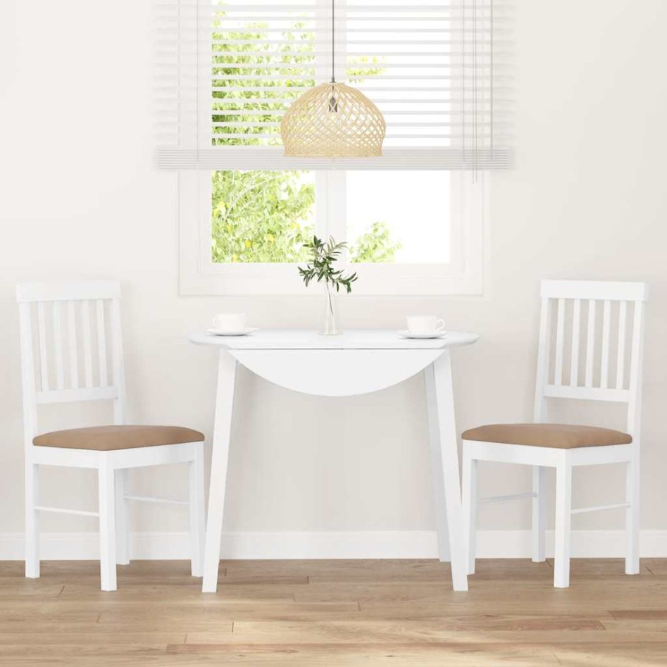 Sillas de comedor con cojines 2uds madera maciza blanco