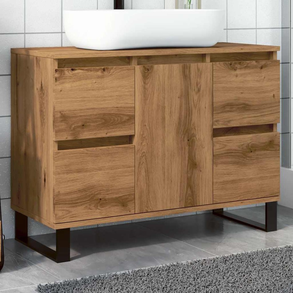 Mueble de lavabo madera de ingeniería roble artisan 80x33x60
