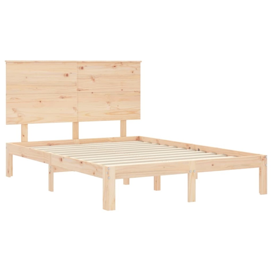 Estructura de cama sin colchón madera maciza de pino 140x190