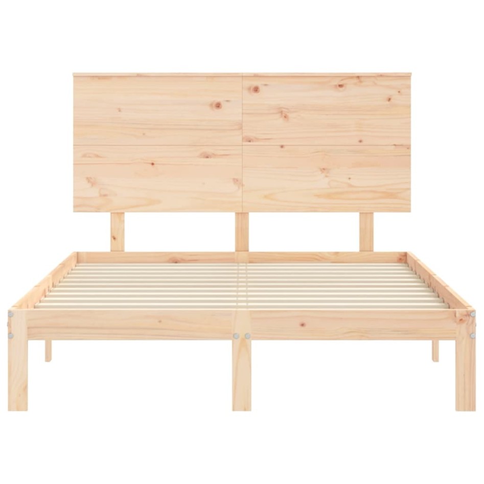 Estructura de cama sin colchón madera maciza de pino 140x190