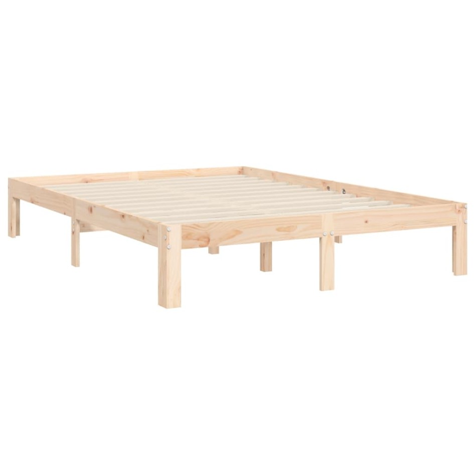 Estructura de cama sin colchón madera maciza de pino 140x190