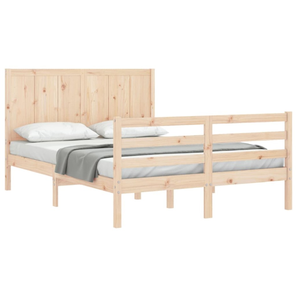 Estructura de cama con cabecero madera maciza 140x190