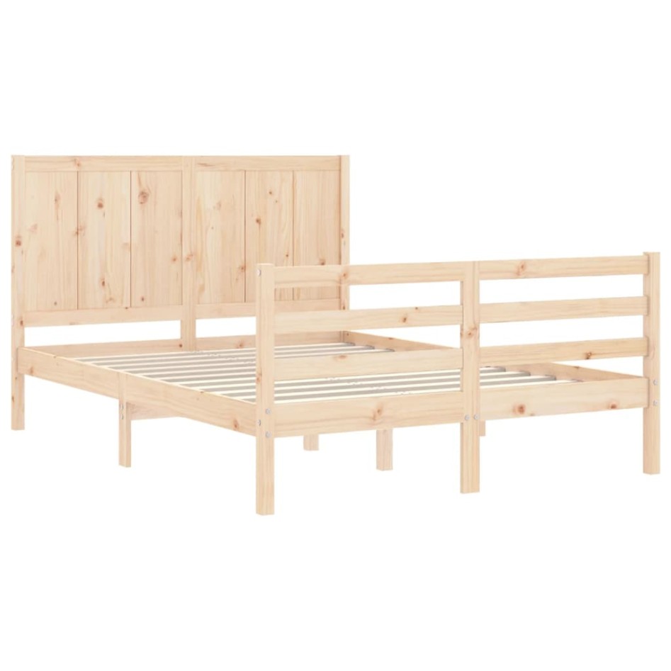 Estructura de cama con cabecero madera maciza 140x190