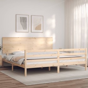 Estructura de cama con cabecero madera maciza 200x200