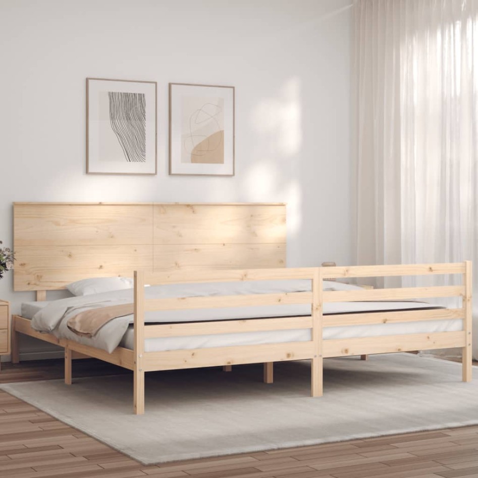 Estructura de cama con cabecero madera maciza 200x200