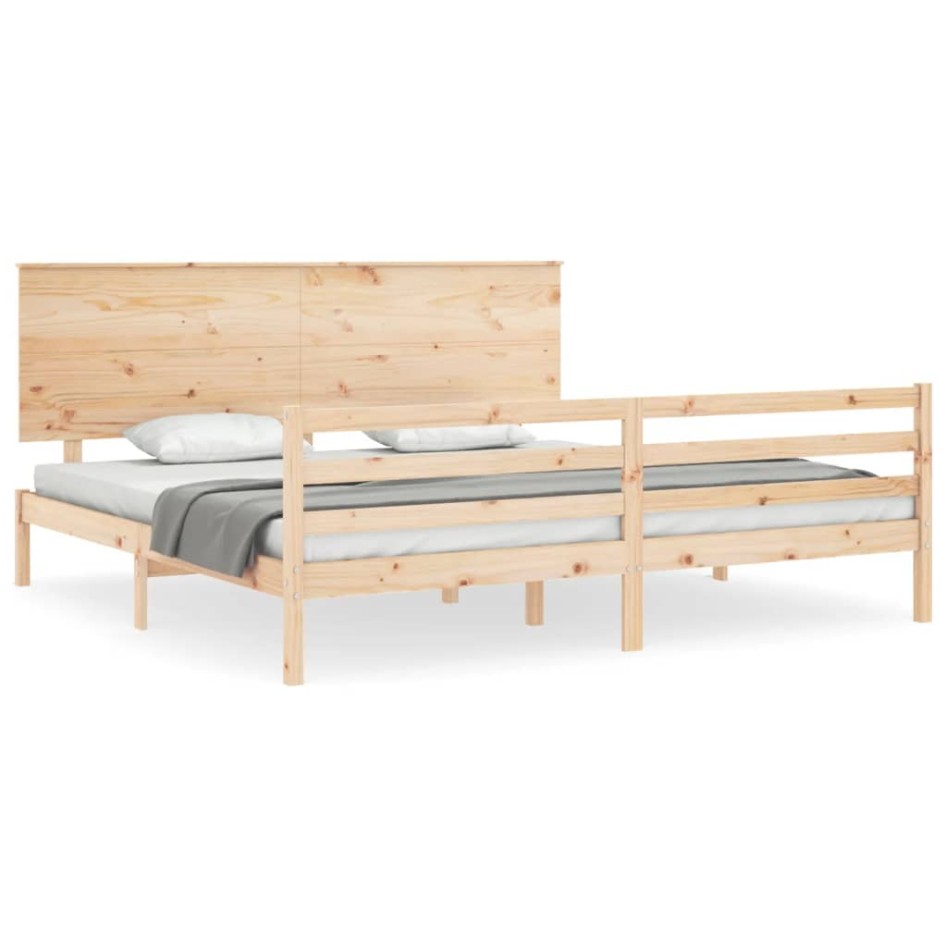 Estructura de cama con cabecero madera maciza 200x200