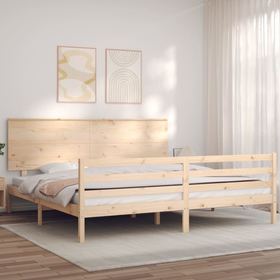 Estructura de cama con cabecero madera maciza 200x200
