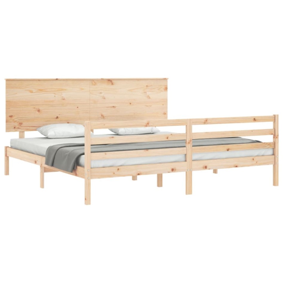 Estructura de cama con cabecero madera maciza 200x200