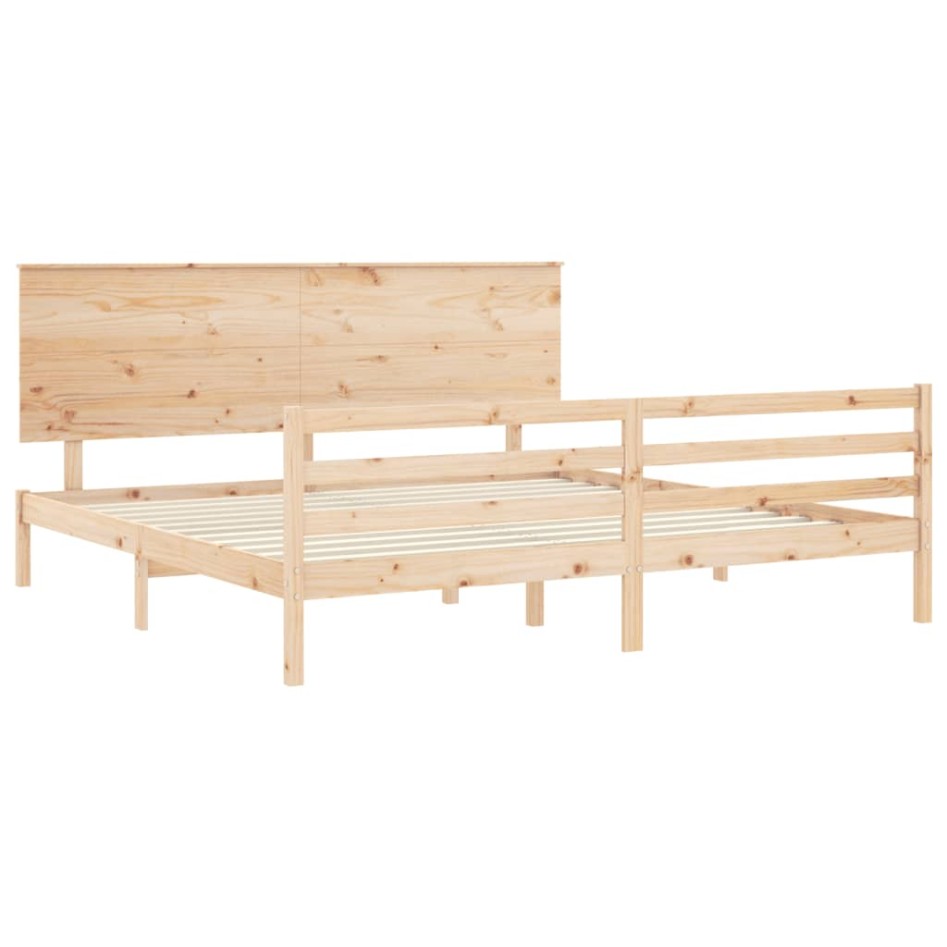 Estructura de cama con cabecero madera maciza 200x200