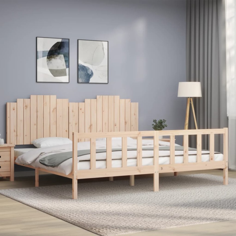 Estructura de cama sin colchón madera maciza de pino 200x200