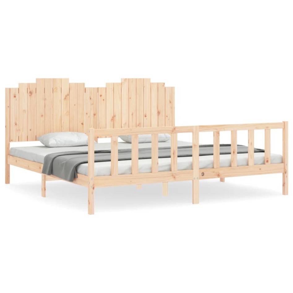 Estructura de cama sin colchón madera maciza de pino 200x200