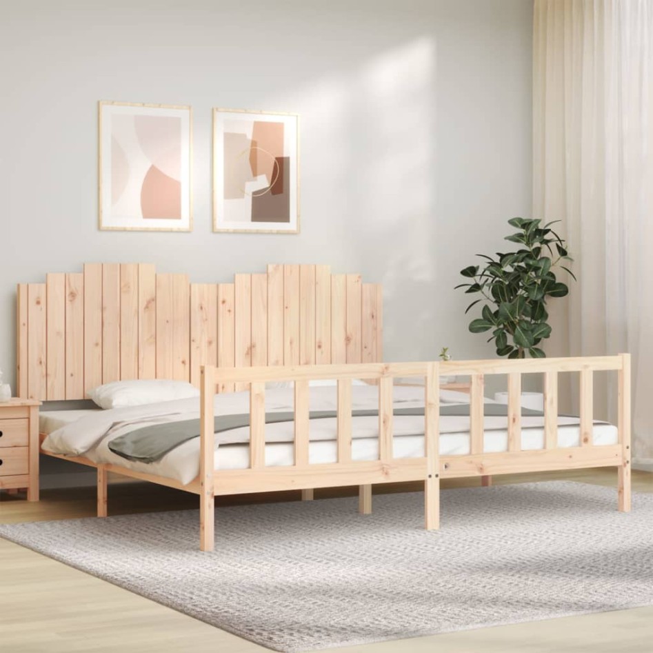 Estructura de cama sin colchón madera maciza de pino 200x200