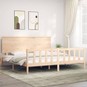 Estructura de cama de matrimonio con cabecero madera