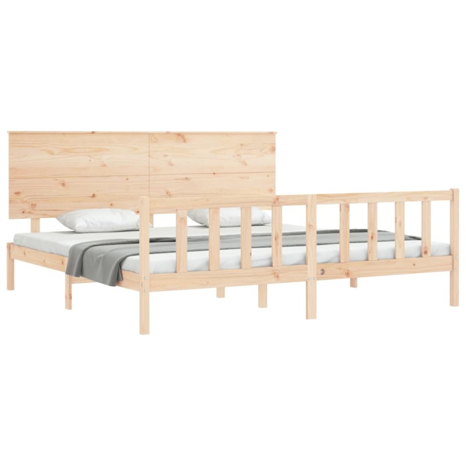 Estructura de cama de matrimonio con cabecero madera