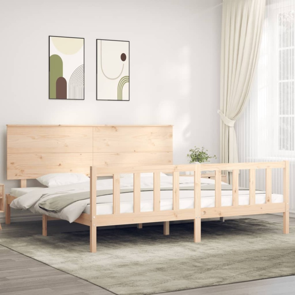 Estructura de cama sin colchón madera maciza de pino 200x200