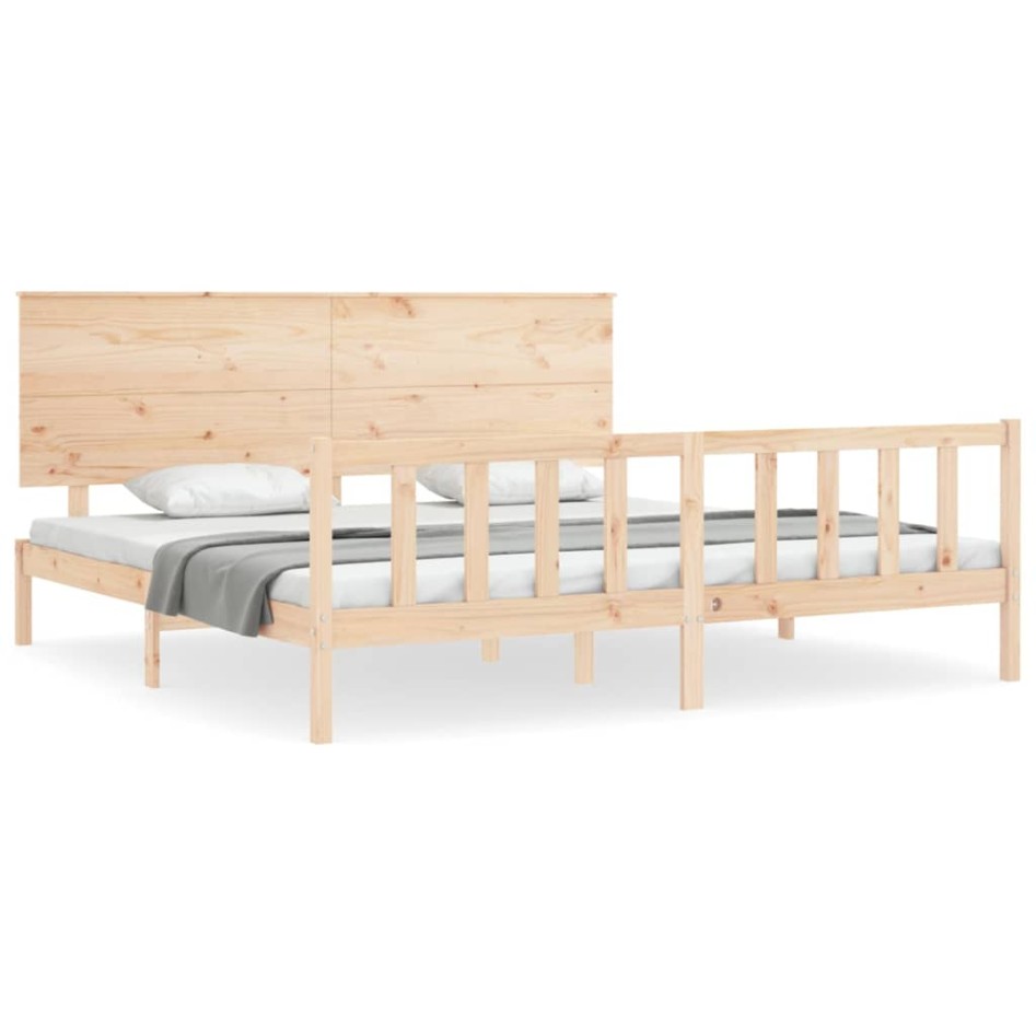 Estructura de cama sin colchón madera maciza de pino 200x200
