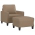 Sillón con taburete cuero sintético color capuchino 60