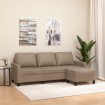 Sofá 3 plazas y taburete cuero sintético color capuchino 180 cm