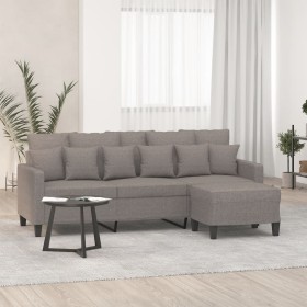Sofá de 3 plazas con taburete de tela gris taupe 180