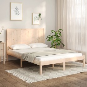 Estructura de cama sin colchón madera maciza de pino 120x190