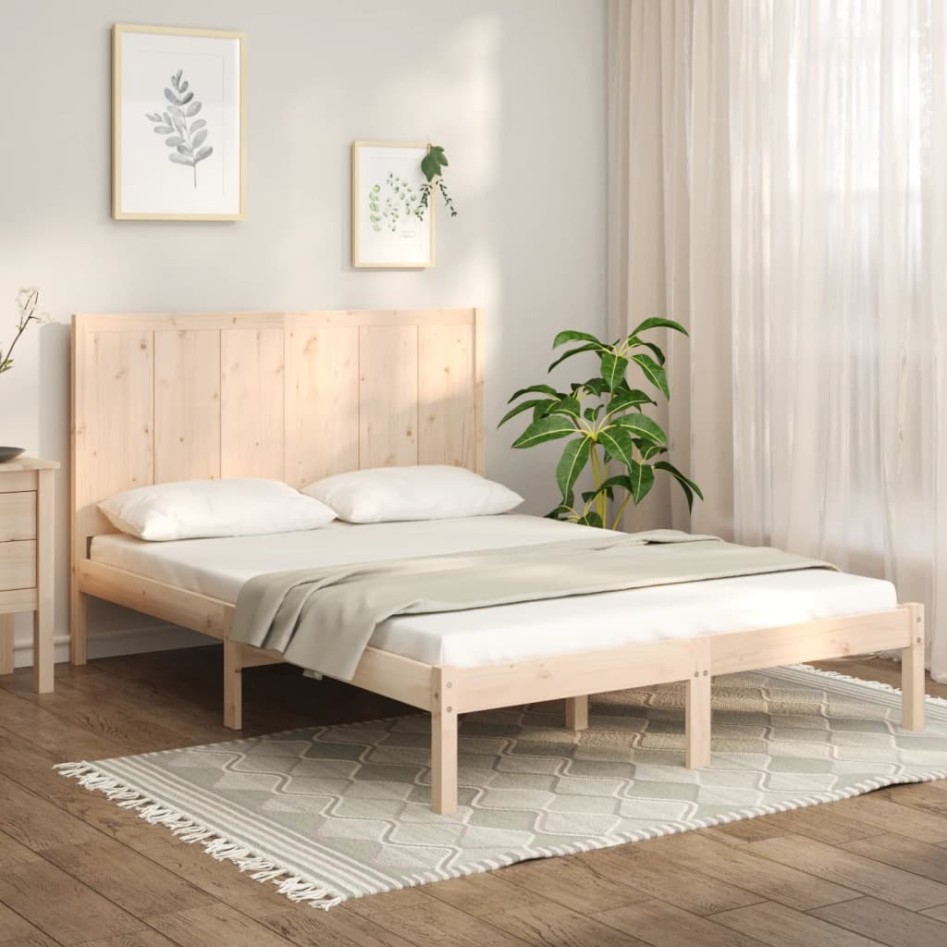 Estructura de cama sin colchón madera maciza de pino 120x190