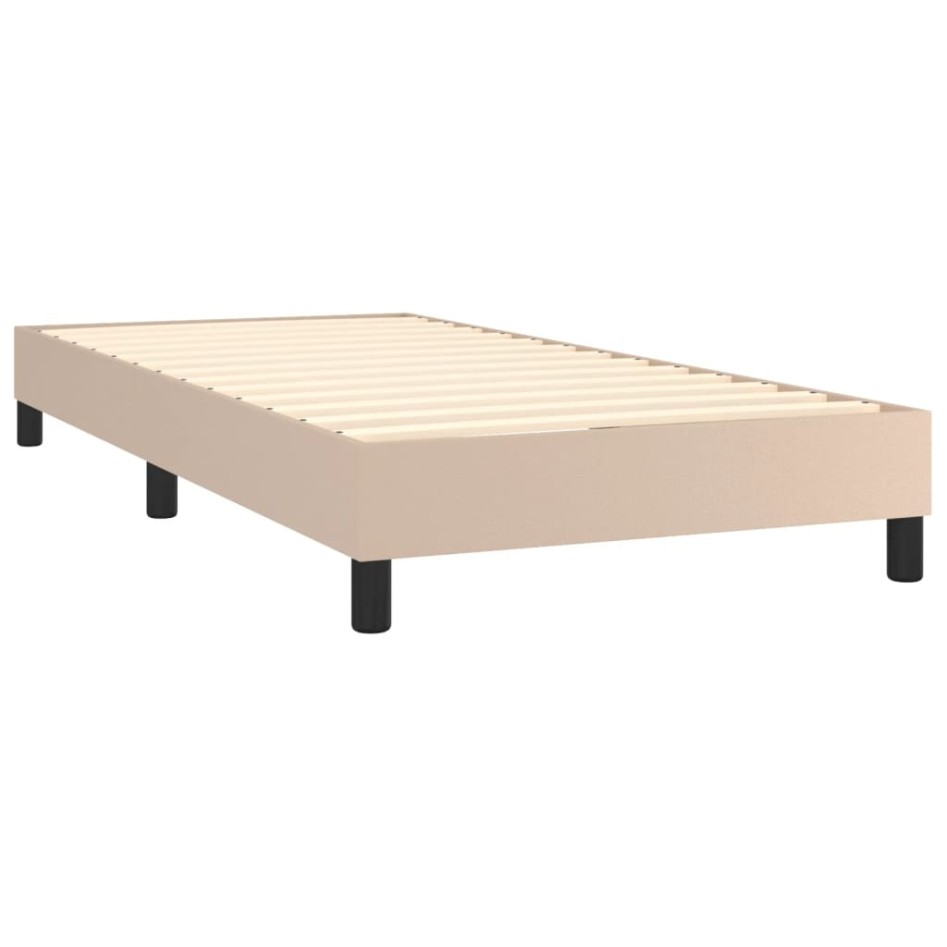 Cama box spring con colchón cuero sintético capuchino 80x200