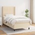 Cama box spring con colchón tela color crema 80x200