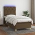 Cama box spring colchón y luces LED tela marrón oscuro