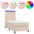 Cama box spring colchón LED cuero sintético capuchino 80x200
