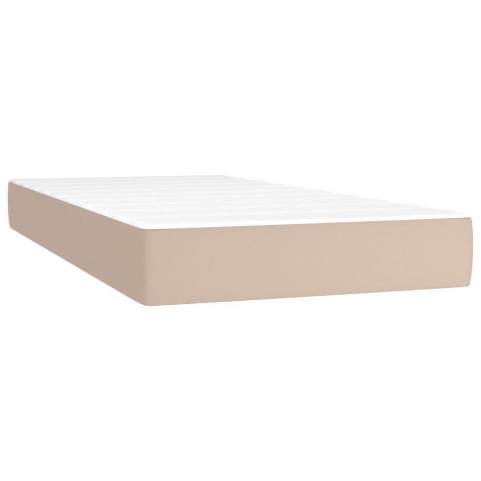 Cama box spring colchón LED cuero sintético capuchino 80x200