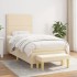 Cama box spring con colchón tela color crema 80x200