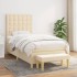 Cama box spring con colchón tela color crema 80x200