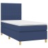 Cama box spring colchón y luces LED tela azul 80x200