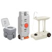 Juego inodoro con lavabo y depósito agua portátil para camping