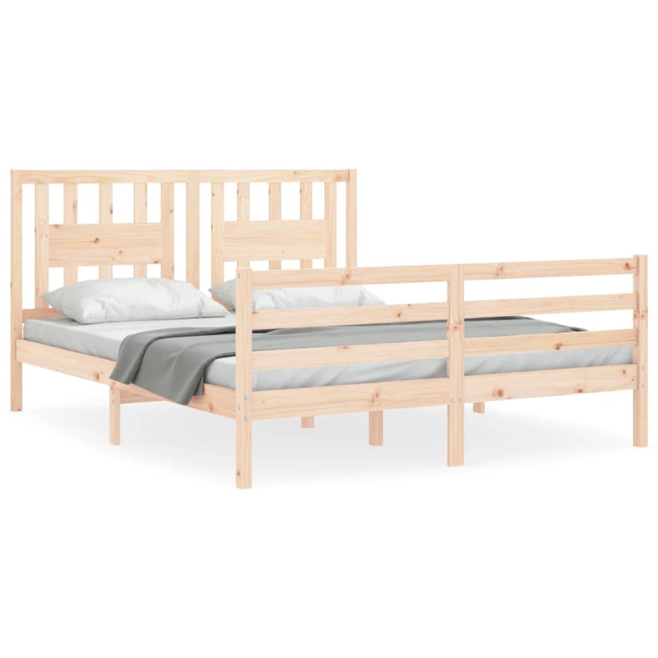Estructura de cama con cabecero madera maciza 160x200