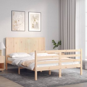 Estructura de cama con cabecero madera maciza 120x200