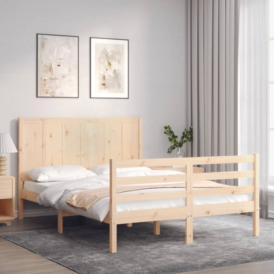 Estructura de cama con cabecero madera maciza 120x200