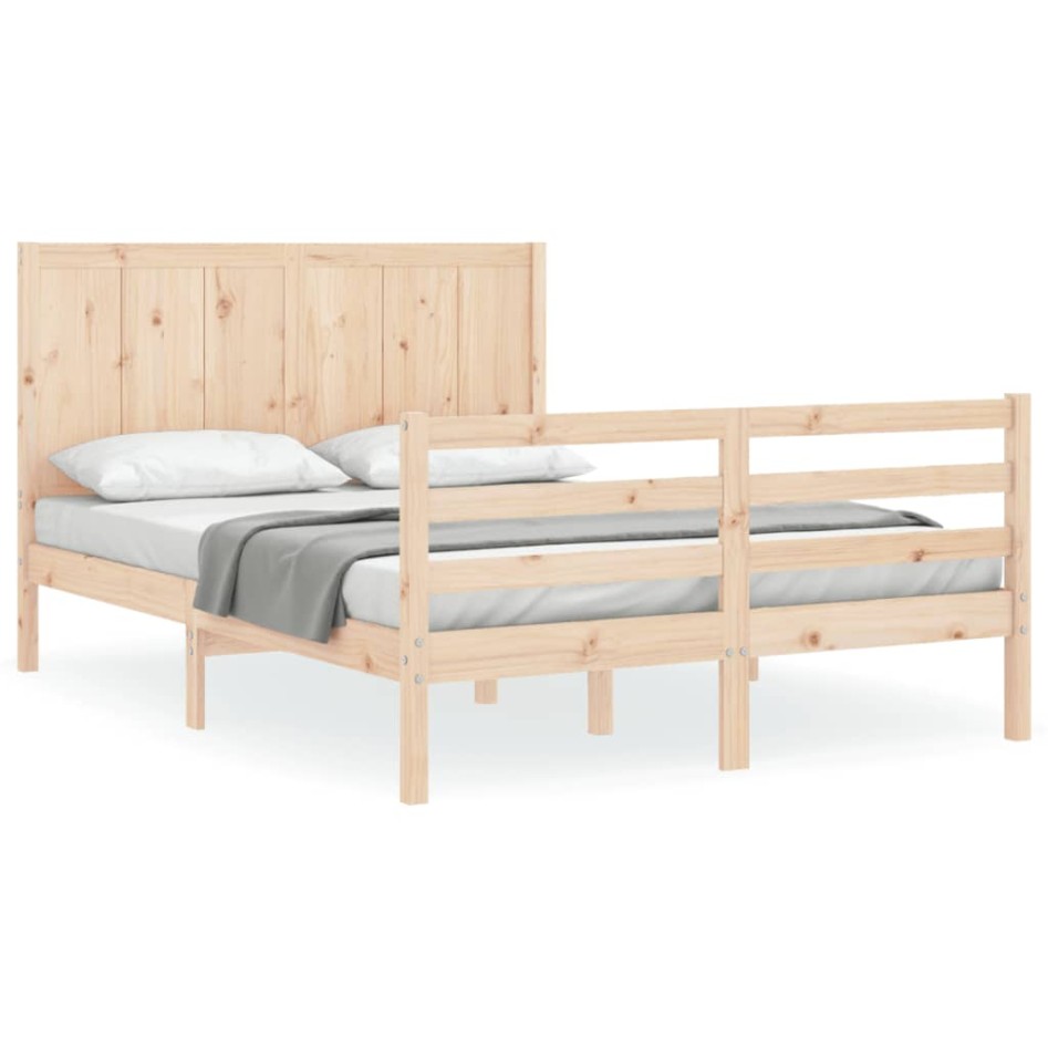 Estructura de cama con cabecero madera maciza 120x200