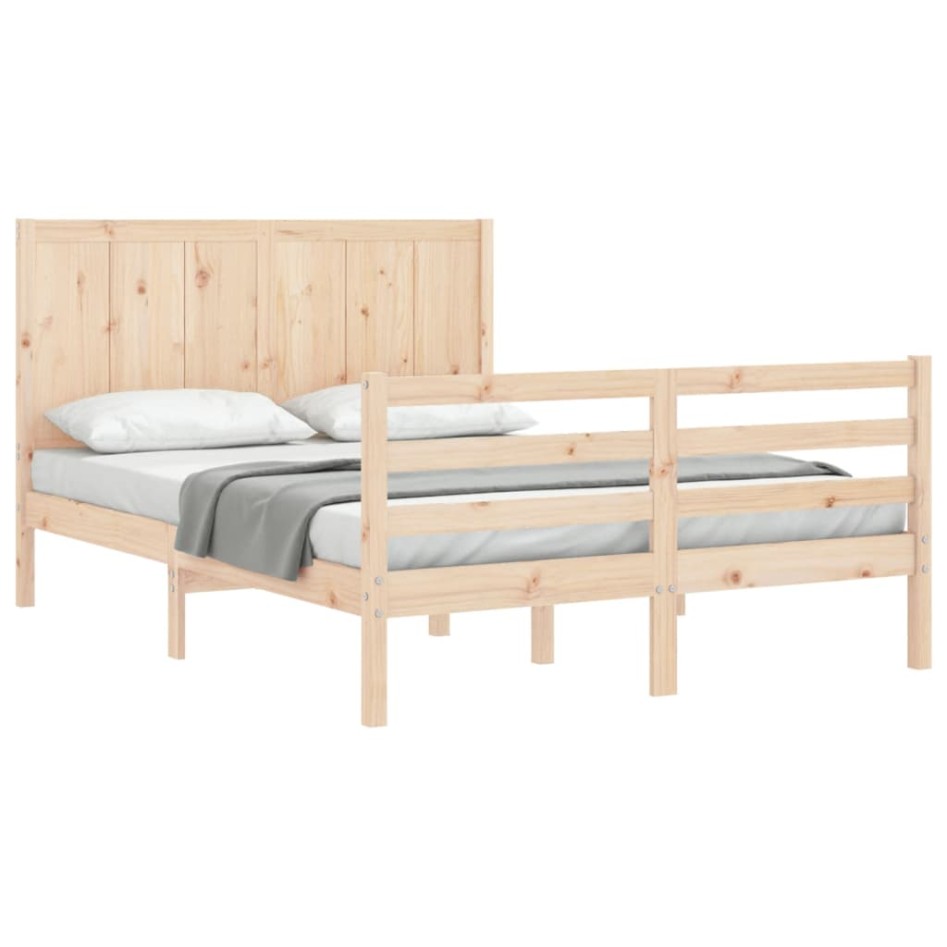 Estructura de cama con cabecero madera maciza 120x200