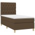 Cama box spring con colchón tela marrón oscuro 80x200