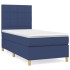 Cama box spring con colchón tela azul 80x200