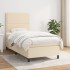 Cama box spring con colchón tela color crema 80x200