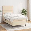 Cama box spring con colchón tela color crema 80x200 cm