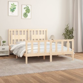 Estructura de cama sin colchón madera maciza de pino 160x200