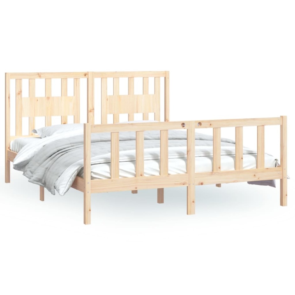 Estructura de cama sin colchón madera maciza de pino 160x200