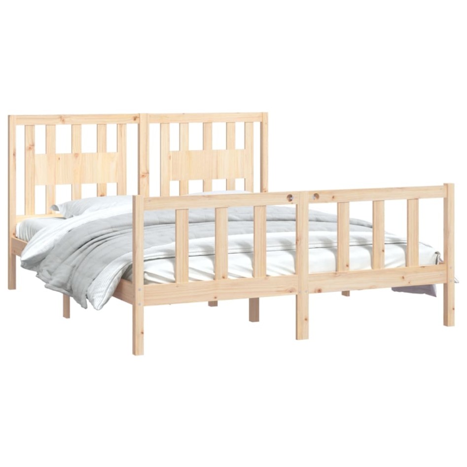 Estructura de cama sin colchón madera maciza de pino 160x200