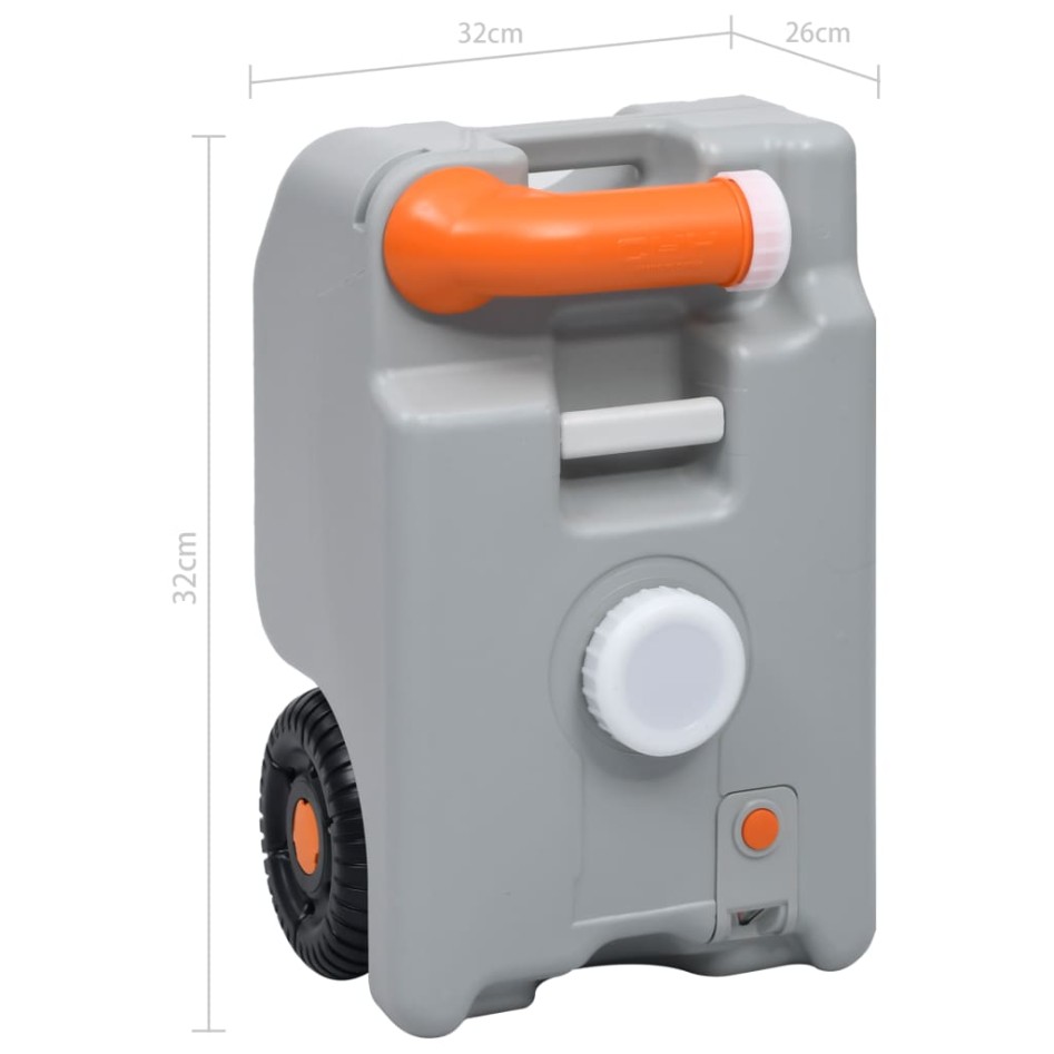 Depósito de agua con ruedas para camping gris 25